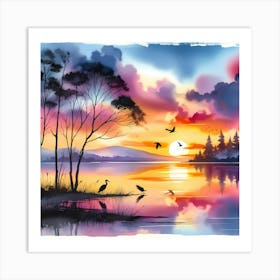 Sunset Painting 16 Art Print