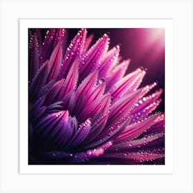 Purple Flower With Water Droplets Art Print