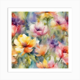 Watercolor Flowers 1 Art Print