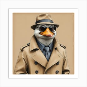 Duck In A Trench Coat Art Print