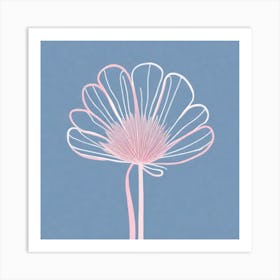 A White And Pink Flower In Minimalist Style Square Composition 499 Art Print