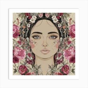 Girl With Flowers 9 Art Print