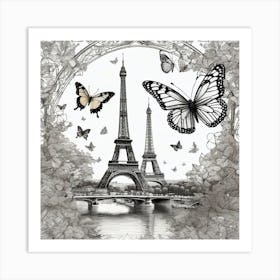 Paris With Butterflies 97 Art Print