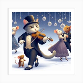 Cat violinist Art Print
