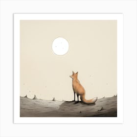 Fox and The Moon Art Print