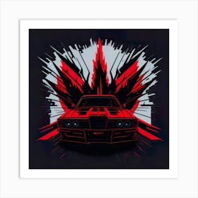 Car Red Artwork Of Graphic Design Flat (104) Art Print