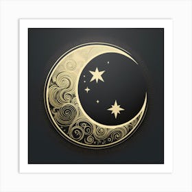 Moon and stars Art Print