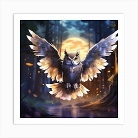 Owl In The Forest 1 Art Print