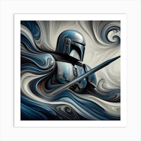 Din Djarin The Mandalorian Swirling Abstract Star Wars Art Print Art Print