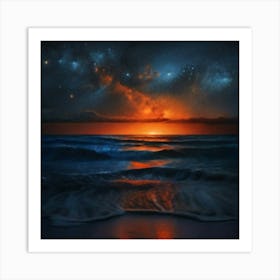 Sunset Over The Ocean 3 Art Print