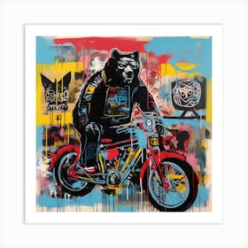 Bear On A Motorcycle 1 Art Print