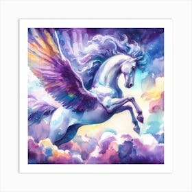 Watercolor Of A Unicorn Art Print