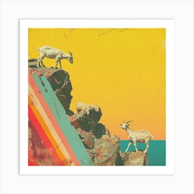 Mountain Goat Rainbow Collage 3 Art Print