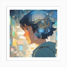 Girl With A Brain 1 Art Print