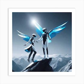 Two Angels On A Mountain 1 Art Print