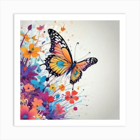 Butterfly With Flowers 11 Art Print