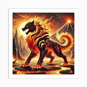 Yang Fire Wolf 3 Art Print