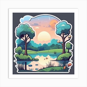 Cartoon Landscape 17 Art Print