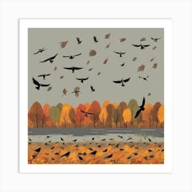 Autumn Crows 1 Art Print