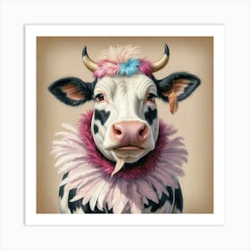 Cow With Feathers 5 Art Print