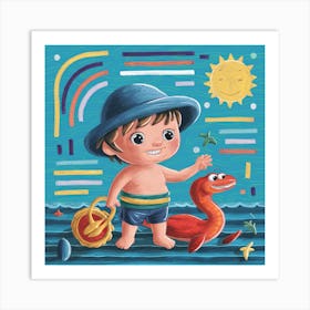 Little Boy At The Beach Art Print