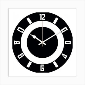 Black And White Clock Art Print