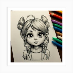 Girl With Braids Art Print