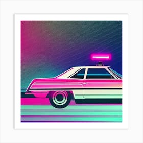 A SYNTHWAWE AI MADE PHOTO OF A CAR Art Print