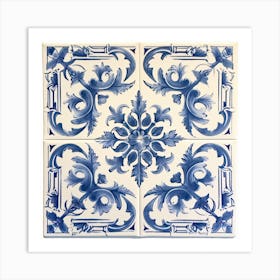 Paris France Delft Tile Illustration 2 Art Print