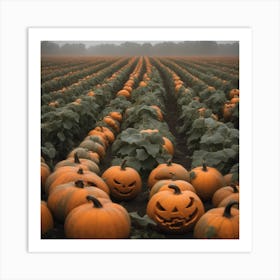 Pumpkins In A Field 2 Art Print