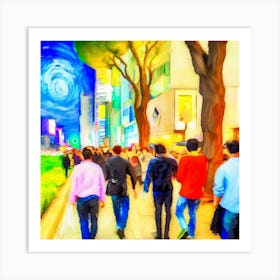 People Walking In Tokyo Art Print