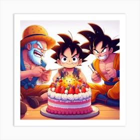 Anime friends sharing a cake😁😋😃 Art Print