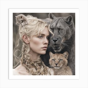 wolfy And Lion Art Print