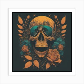 Skull With Roses 1 Art Print