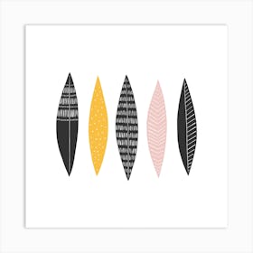 Five Feathers Square Art Print