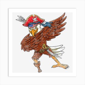 Dabbing Pirate Halloween Eagle Vintage Art Print