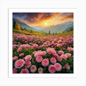 Dahlias At Sunset 1 Art Print