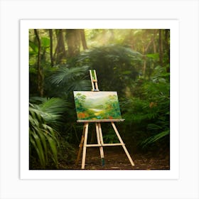 Easel In The Jungle 1 Art Print
