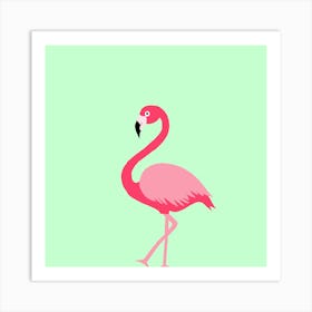 Flamingo On Mint Art Print