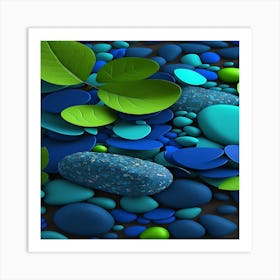 Blue And Green Pebbles Art Print