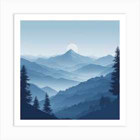 Misty mountains background in blue tone 46 Art Print