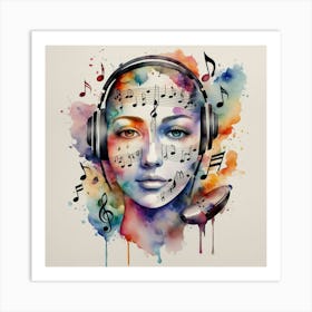 Music Girl With Headphones 1 Art Print