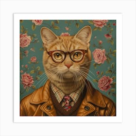 Cat In Glasses Art Print