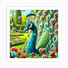 Peacock In The Garden Art Print