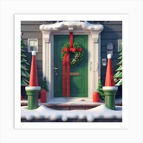 Christmas Door 140 Art Print