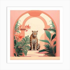Leopard 2 Pink Jungle Animal Portrait Art Print