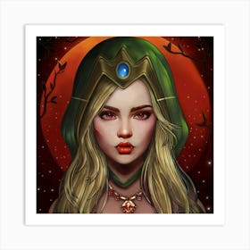 Girl In A Green Robe Art Print