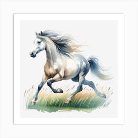 White Horse Running Art Print