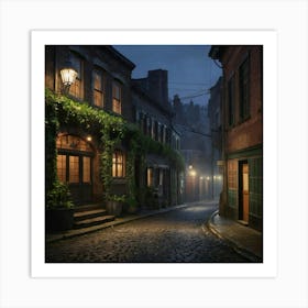 City Street At Night Art Print