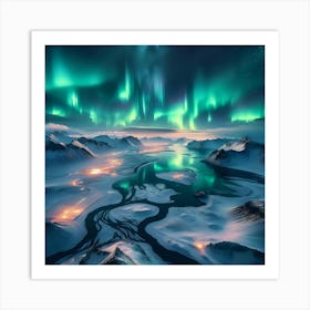 Aurora Over Snowy Peaks08 Art Print